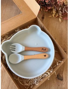 Coffret repas 3 pièces BLEU modèle COEUR