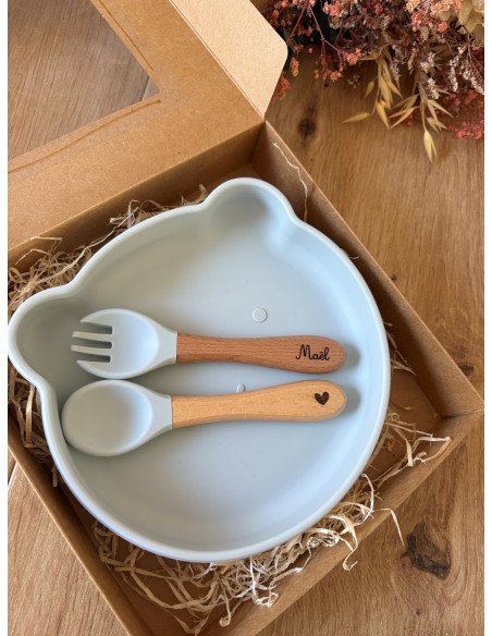 Coffret repas 3 pièces BLEU modèle COEUR