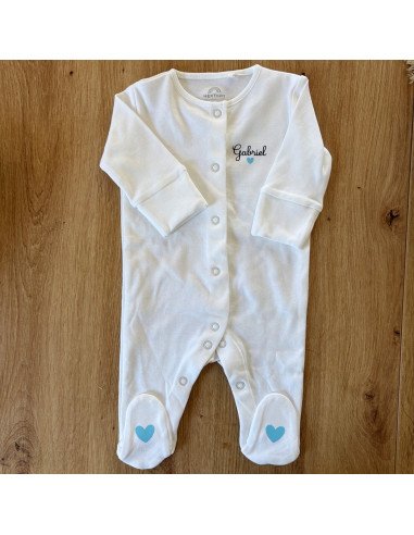 Pyjama blanc personnalisé – Prénom & petit cœur...
