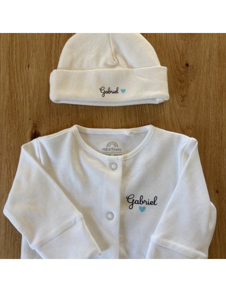 Coffret Naissance Personnalisé – Pyjama & Bonnet 2 pièces