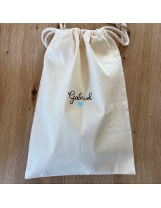 Pochon en tissu personnalisé- PRENOM + COEUR