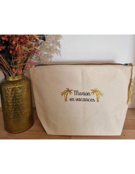 Grande pochette personnalisée – 5L (23×23×11 cm) Beige PALMIER