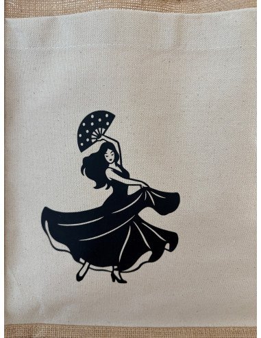 Sac en toile de jute beige MOTIF FLAMENCO