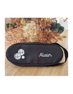 Housse de pétanque noire personnalisée – Logo boules +...