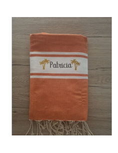 Fouta de plage palmier dorée paillette