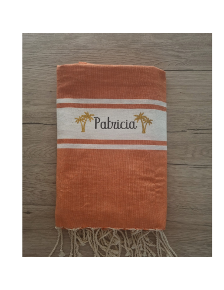 Fouta de plage palmier dorée paillette