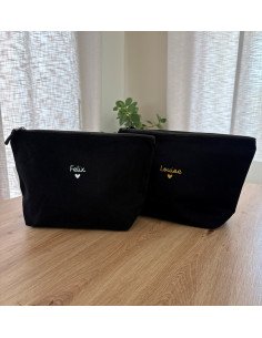 Grande pochette  prénom – 5L (23×23×11 cm) prénom + cœur