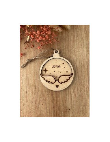 Boule de Noël personnalisée en bois – En...