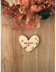 Magnet cœur personnalisé en bois – Cadeau gravé pour...