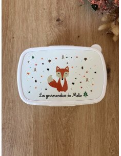 🎒🍼🍱 Gourde et/ou boîte à goûter personnalisée – Thème renard