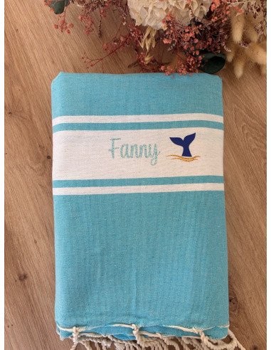 Fouta de plage TURQUOISE prénom TURQUOISE...