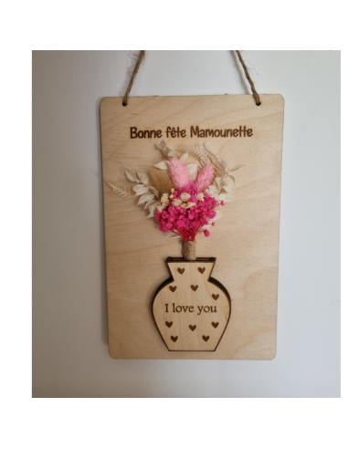 Vase en relief, fleurs séchées & personnalisation