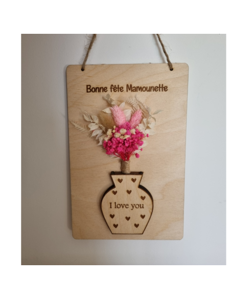 Vase en relief, fleurs séchées & personnalisation