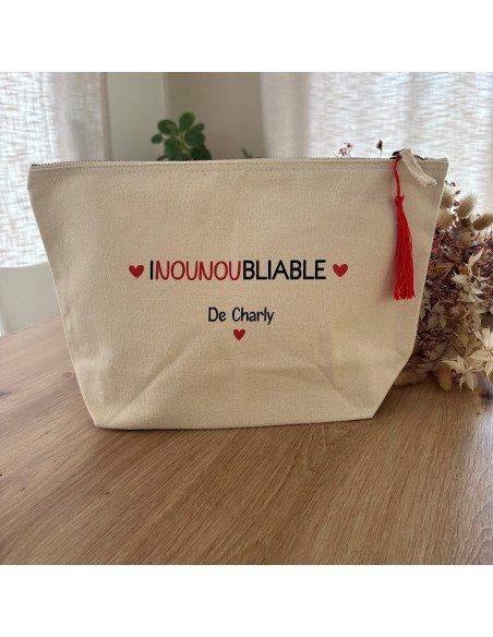 Grande pochette personnalisée – 5L (23×23×11 cm) Beige INOUNOUBLIABLE