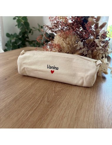 🖍️ Trousse scolaire personnalisée – Beige en coton