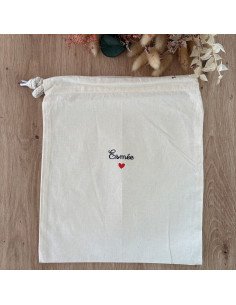 Pochon en tissu personnalisé- PRENOM + COEUR 2