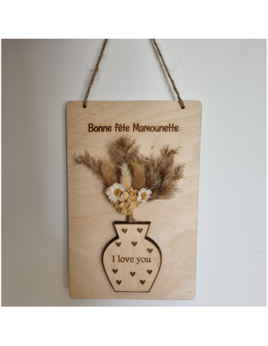 Vase en relief, fleurs séchées & personnalisation