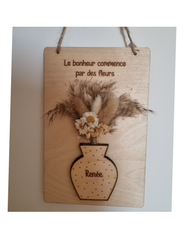 Vase en relief, fleurs séchées & personnalisation
