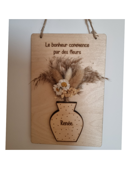 Vase en relief, fleurs séchées & personnalisation