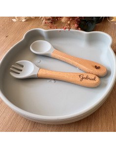 Coffret repas 3 pièces BLEU modèle COEUR 2