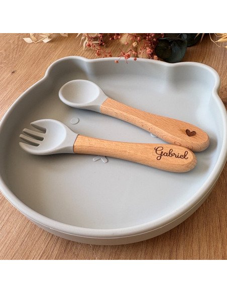 Coffret repas 3 pièces BLEU modèle COEUR