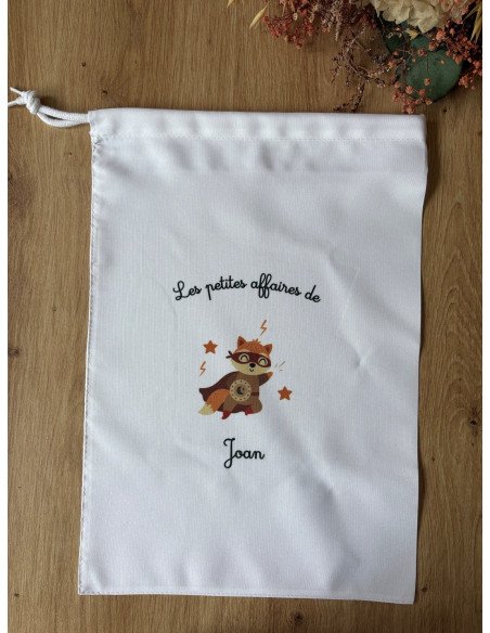 Pochon en polyester personnalisé- THEME RENARD SUPER HEROS