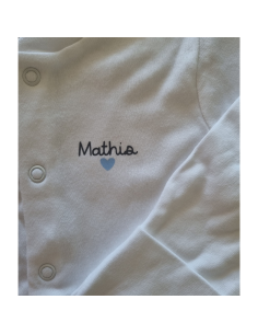 Pyjama blanc personnalisé – Prénom & petit cœur... 2