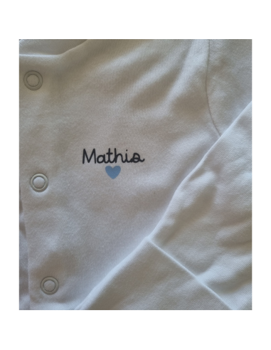 Pyjama blanc personnalisé – Prénom & petit cœur...