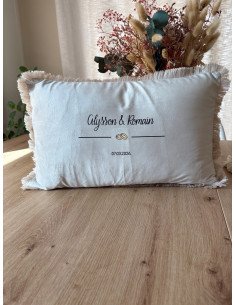Coussin mariage personnalisé – Prénoms & date avec...