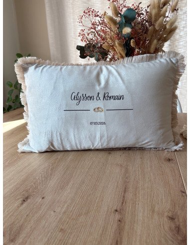 Coussin mariage personnalisé – Prénoms & date...