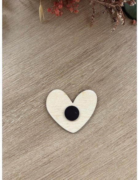 Magnet cœur personnalisé en bois – Cadeau gravé pour Mamie, Yaya, Maman, Papi...