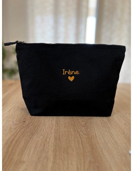 Grande pochette  prénom – 5L (23×23×11 cm) prénom + cœur