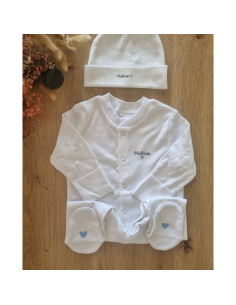 Coffret Naissance Personnalisé – Pyjama & Bonnet 2 pièces