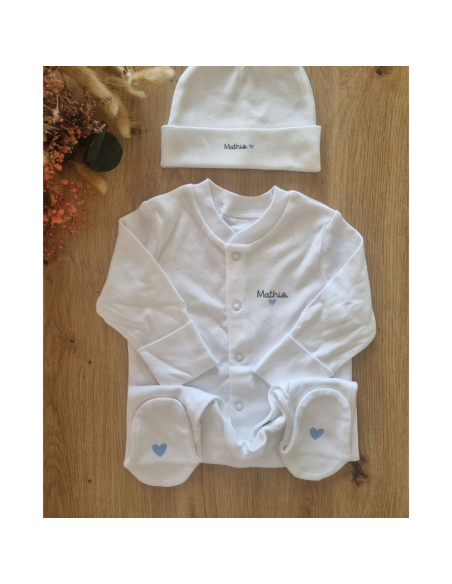 Coffret Naissance Personnalisé – Pyjama & Bonnet 2 pièces