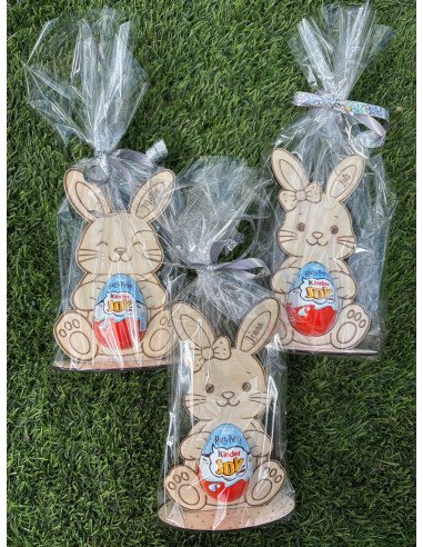 Lapin de Pâques en bois personnalisé avec...