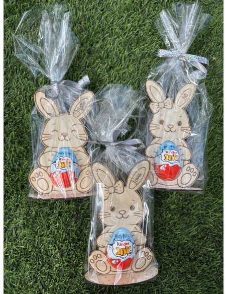 Lapin de Pâques en bois personnalisé avec prénom MODELE FILLE
