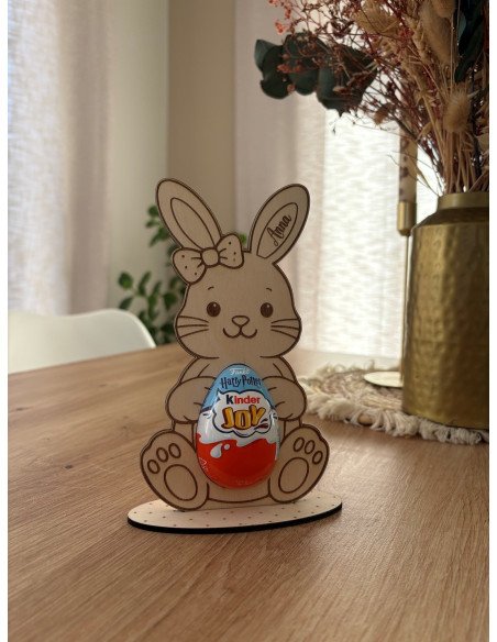 Lapin de Pâques en bois personnalisé avec prénom MODELE FILLE
