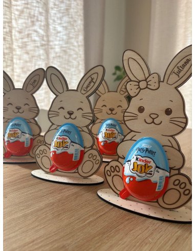 Lapin de Pâques en bois personnalisé avec...