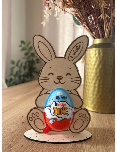 Lapin de Pâques en bois personnalisé avec prénom MODELE garçon