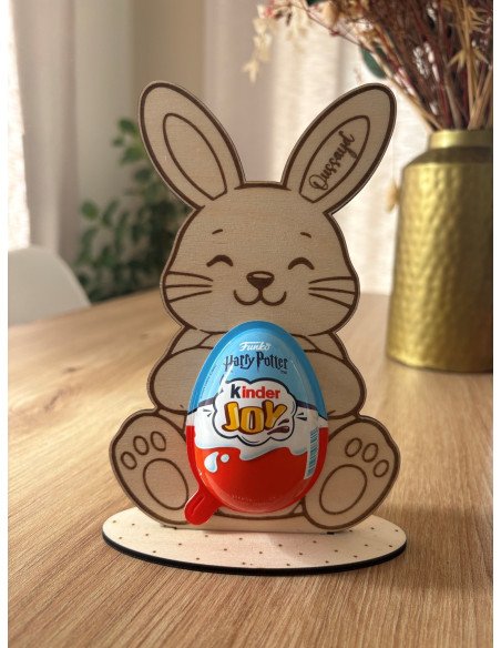 Lapin de Pâques en bois personnalisé avec prénom MODELE garçon