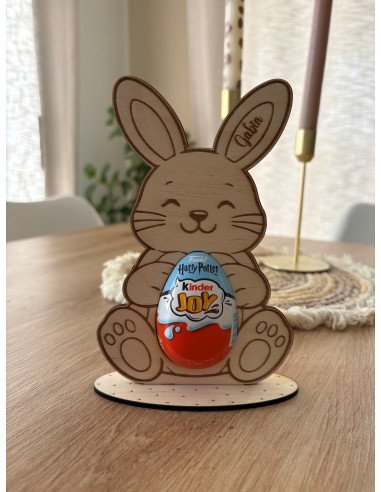 Lapin de Pâques en bois personnalisé avec...