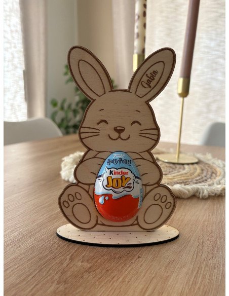 Lapin de Pâques en bois personnalisé avec prénom MODELE garçon