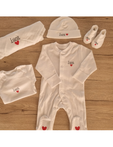 Coffret Naissance Personnalisé – 5 pièces – Style Moderne et Tendre