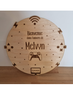 Plaque de porte en bois gravé – Personnalisée thème gamer...