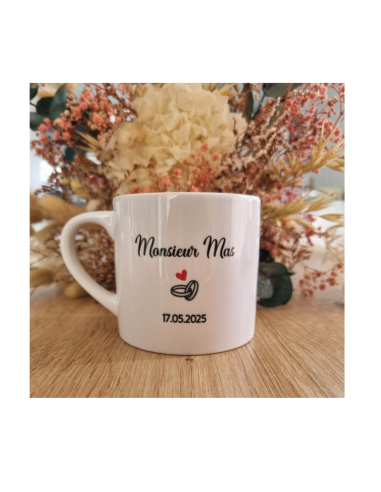 Duo de tasses à café personnalisées – Mariage |...