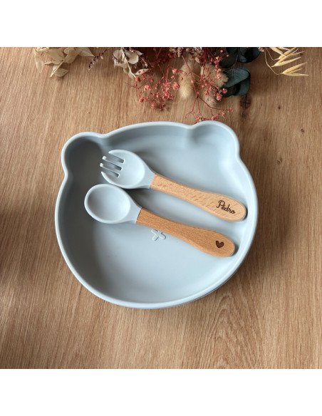 Coffret repas 3 pièces BLEU modèle COEUR