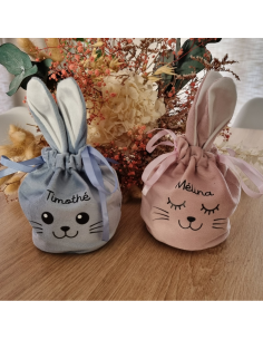 Pochon de Pâques en velours – Personnalisé avec prénom 2