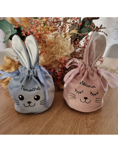 Pochon de Pâques en velours – Personnalisé avec prénom