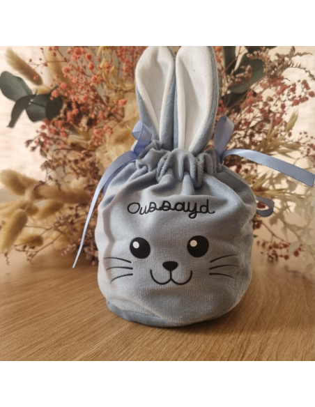 Pochon de Pâques en velours – Personnalisé avec prénom