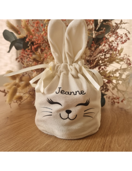 Pochon de Pâques en velours – Personnalisé avec prénom